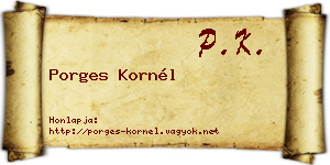 Porges Kornél névjegykártya