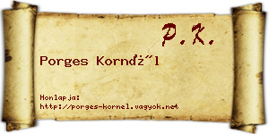 Porges Kornél névjegykártya